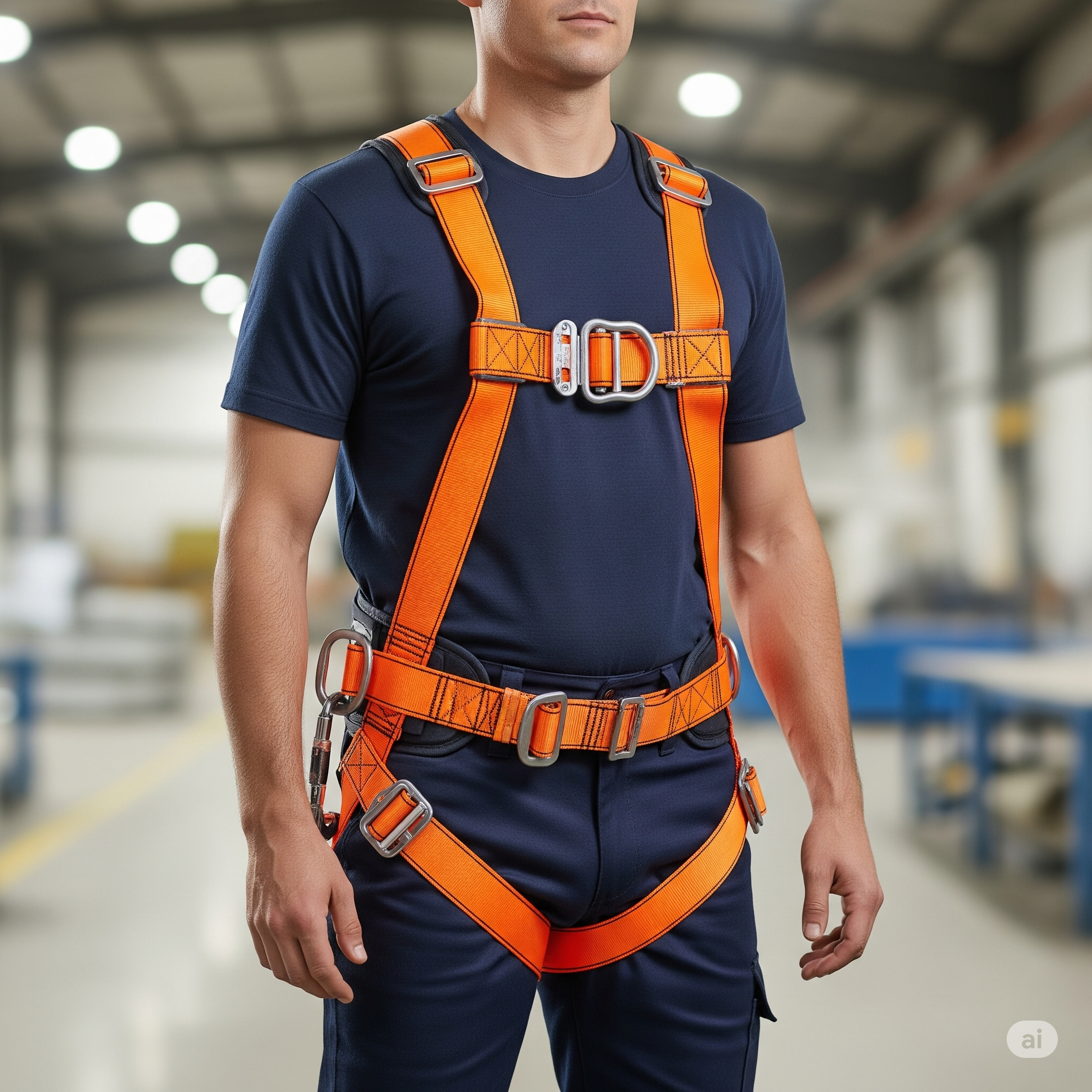 Arnés de seguridad industrial de cuerpo completo con anclaje dorsal para trabajos en altura

