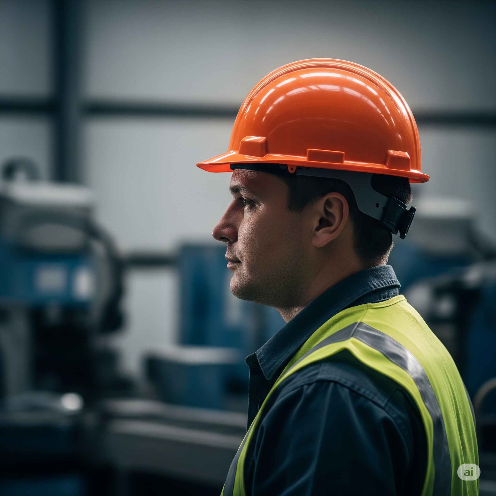 Casco de seguridad industrial color naranja, ideal para trabajos en construcción y zonas de alto riesgo

